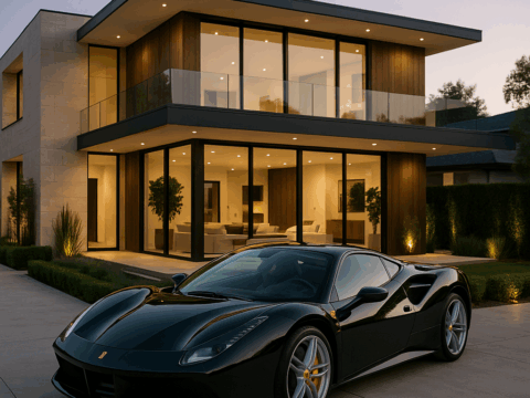 mansions built around luxury cars