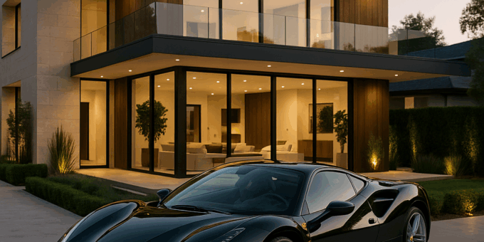 mansions built around luxury cars
